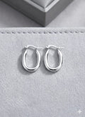 Pendientes Aro Oval Chunky Plateado - Acero Inoxidable