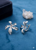 Pendientes Flor Pétalos Plateados - Statement | Acero Inoxidable