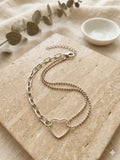 Pulsera Doble Cadena Corazón Plata