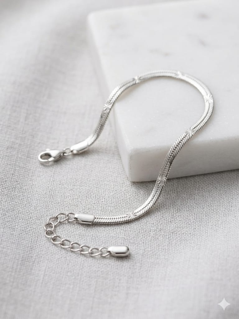 Pulsera Cadena Serpiente Plata Ajustable