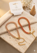 Artesanía Joyería Pulsera Eslabones Esmaltada Dorada