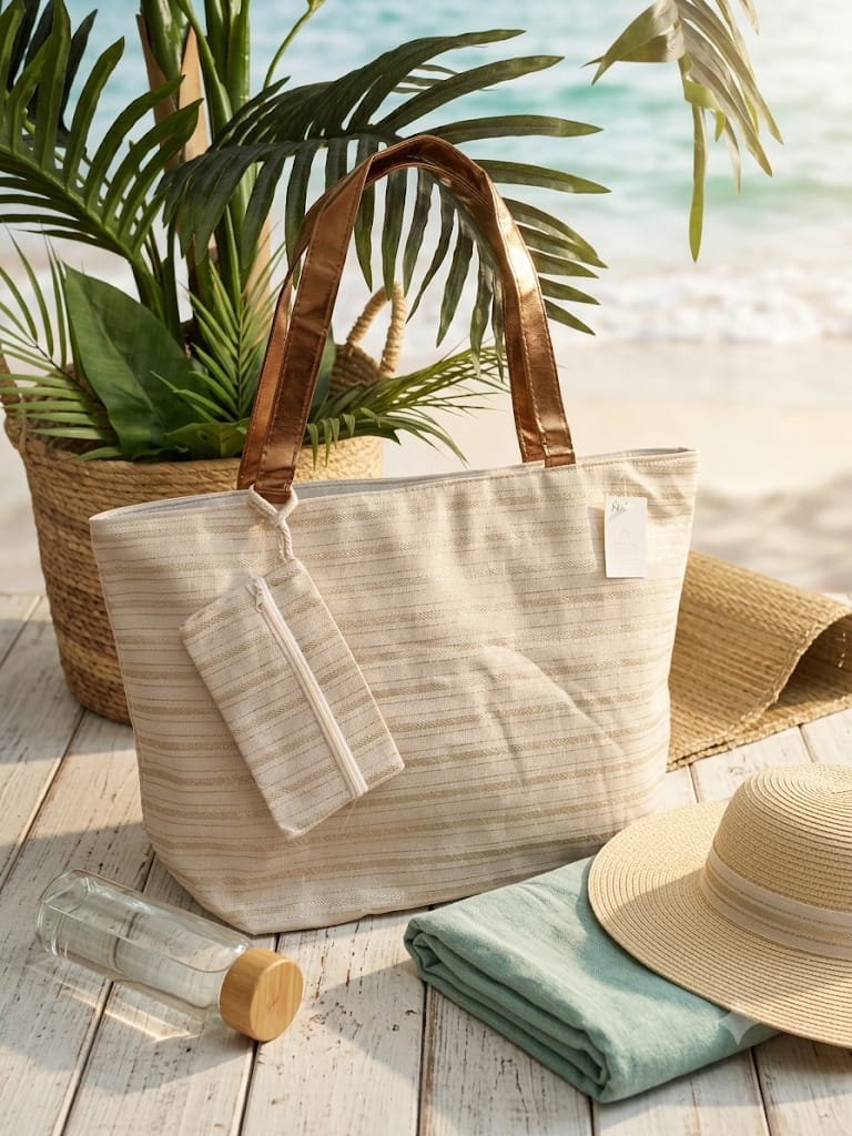 Bolso Tote Aurora Stripes — Con Neceser Extraíble