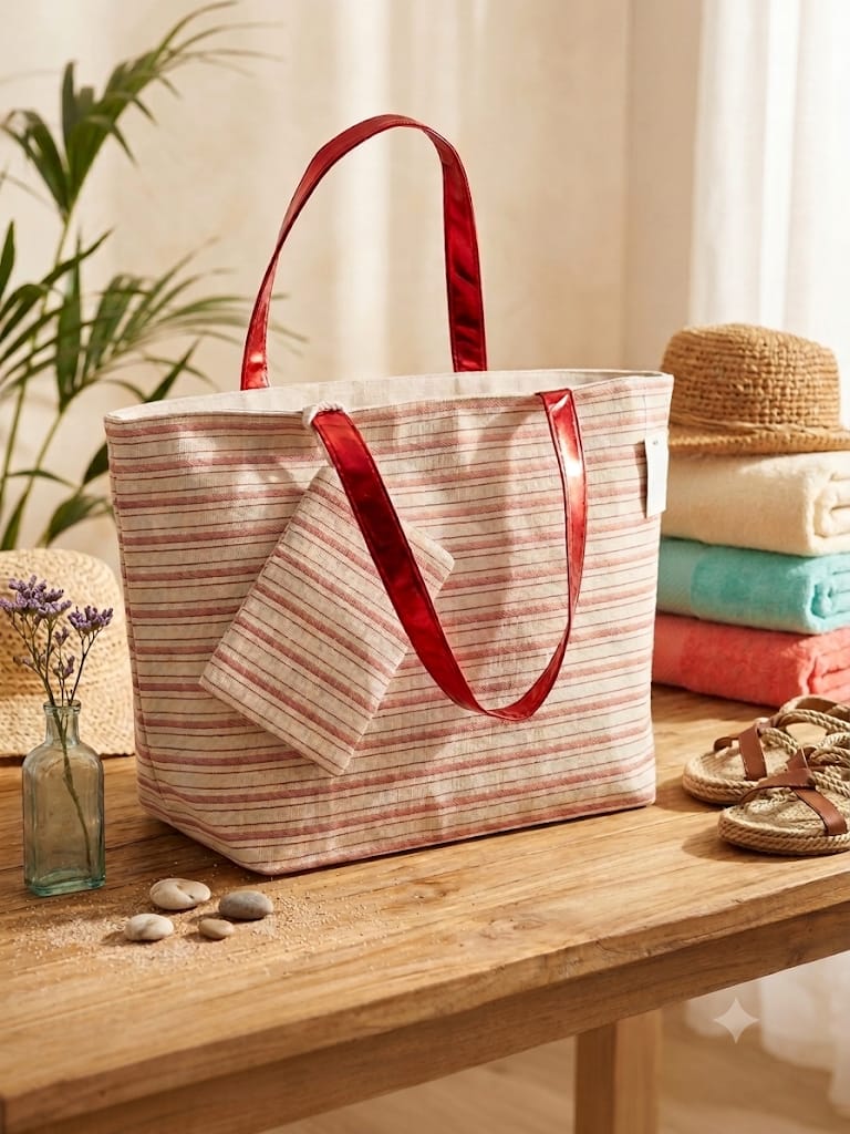 Bolso Tote Aurora Stripes — Con Neceser Extraíble