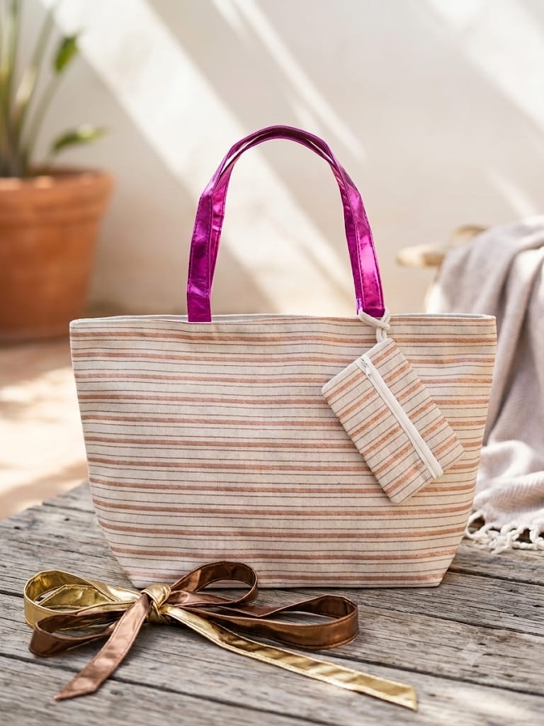 Bolso Tote Aurora Stripes — Con Neceser Extraíble