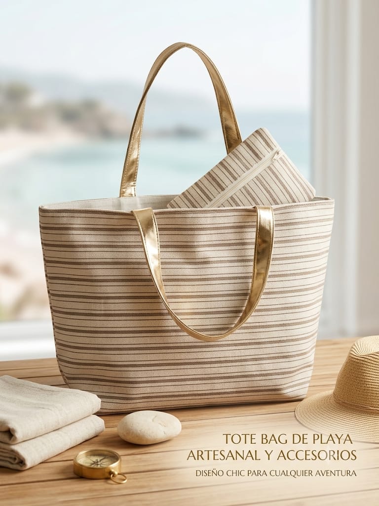 Bolso Tote Aurora Stripes — Con Neceser Extraíble