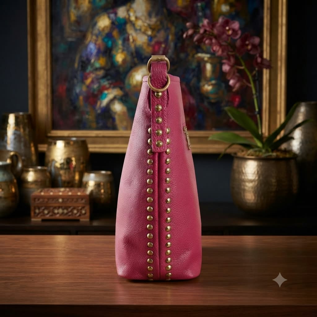 Detalle lateral del bolso Boho con tachuelas