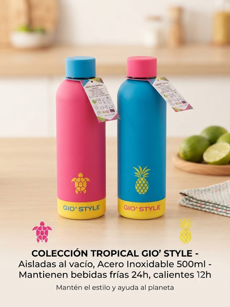 Botella térmica Tropical Gio' Style rosa y azul 500ml