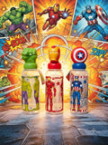 Botella Plástico Avengers Marvel - Hulk, Iron Man y Capitán América con tapas 3D
