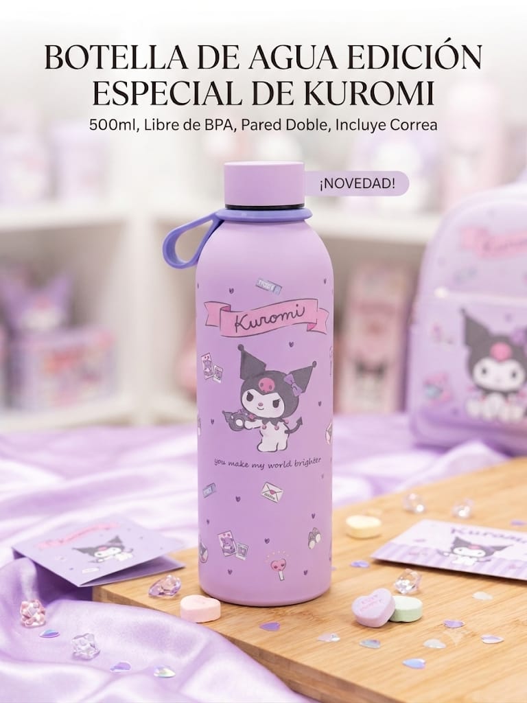 Botella de Agua Edición Especial Kuromi Sanrio 500ml
