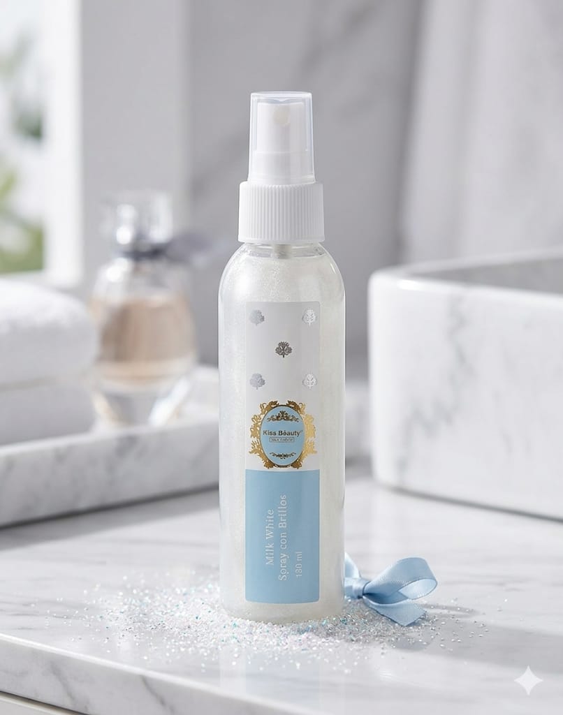 Spray con Brillos Kiss Beauty Milk White