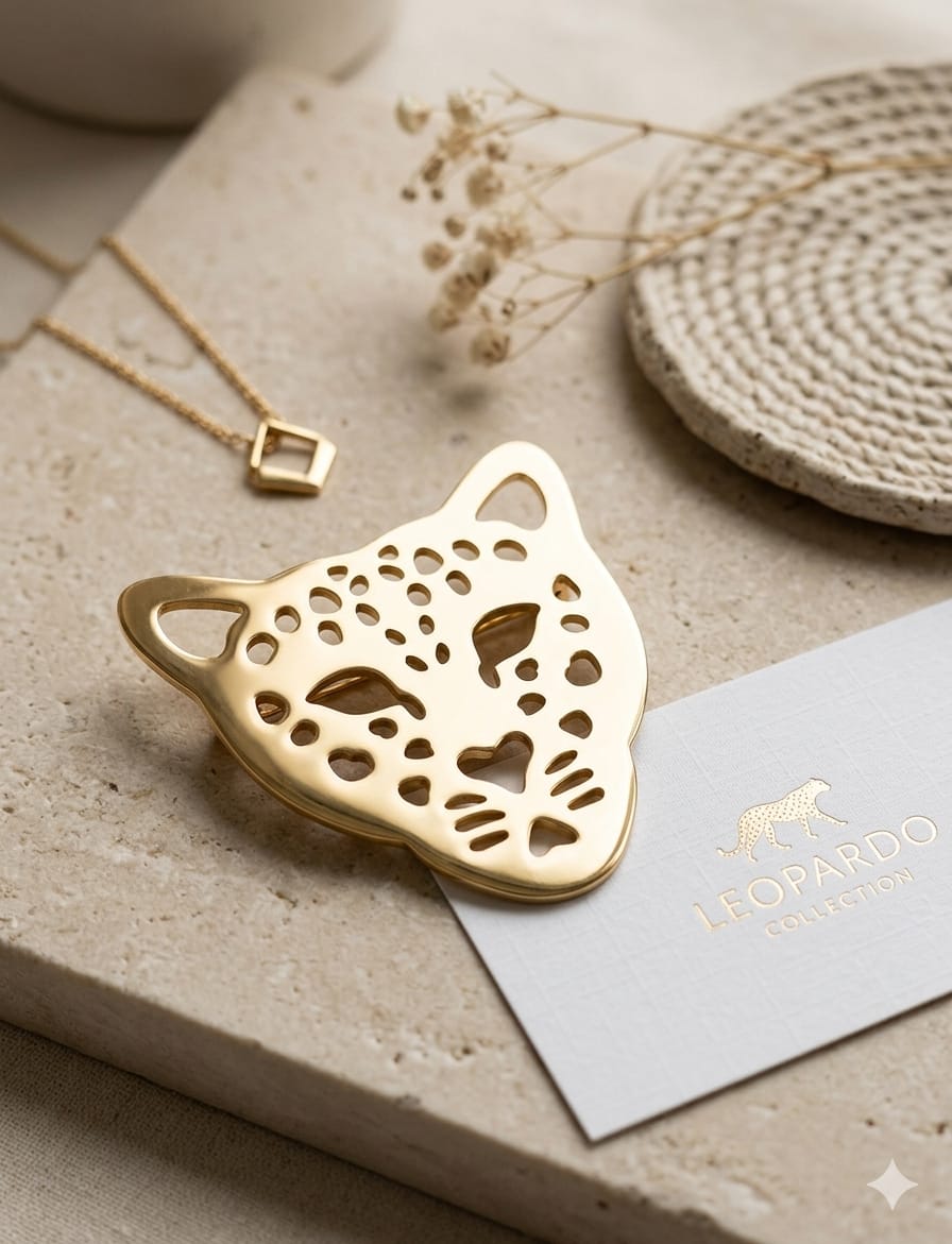 Broche clip leopardo dorado calado Leopardo Collection