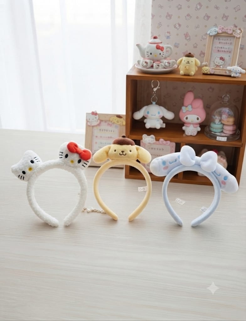 Sanrio Diadema Rígida Skin Care - Hello Kitty, Pompompurin, Cinnamoroll