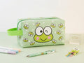 Neceser Keroppi Sanrio verde kawaii con lunares blancos asa lateral y cremallera
