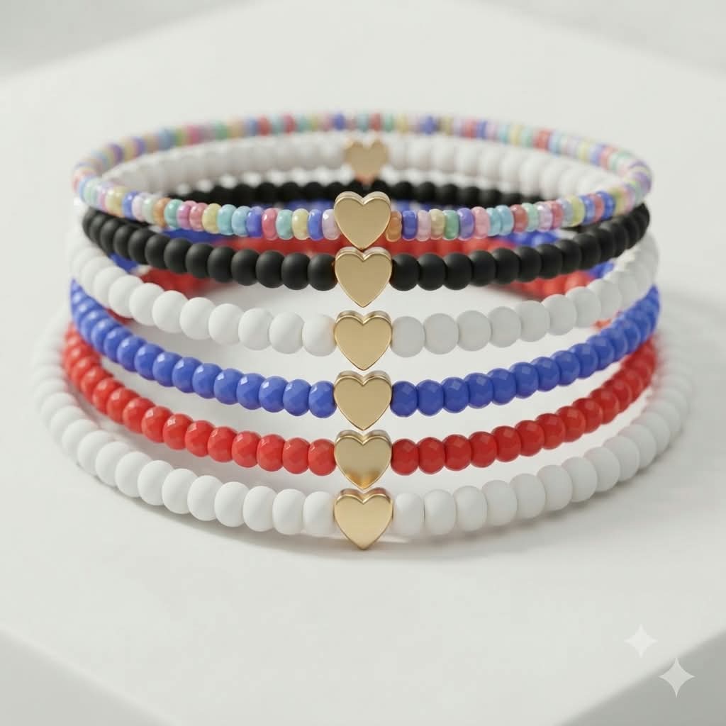 Pulsera de Cuentas con Corazón Dorado