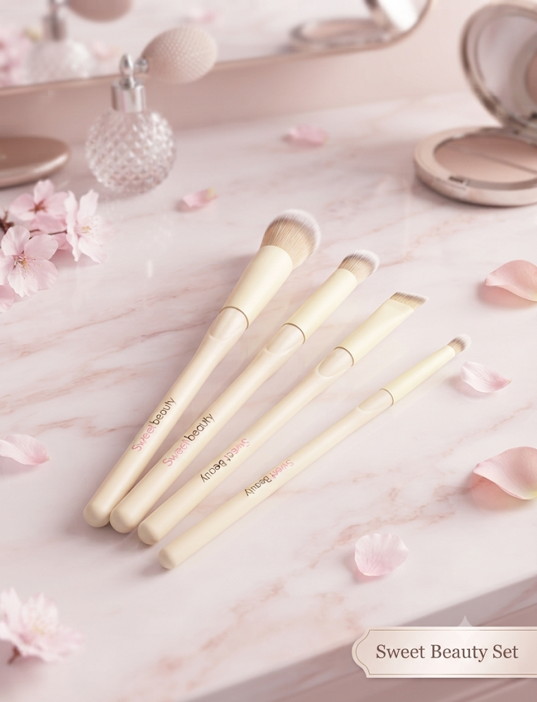 Set Brochas Maquillaje Sweet Beauty — 5 Piezas