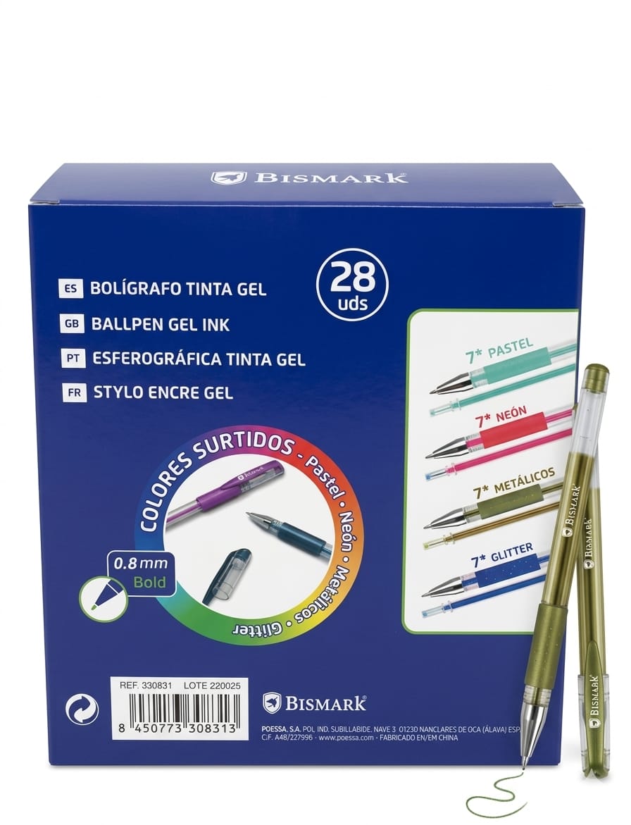 Pack Bolígrafos Tinta Gel Bismark 28 uds