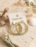 Pendientes aro dorado con bolitas verdes Fenix Oro acero inoxidable