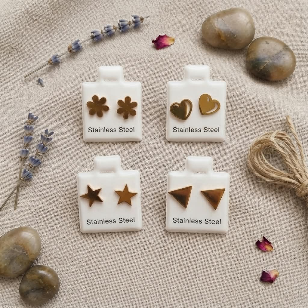 Pendientes Dorados Formas Stainless Steel