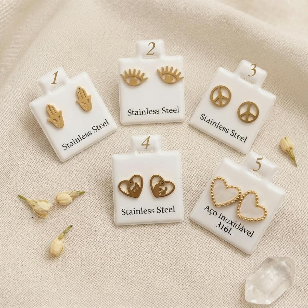 Pendientes Dorados Símbolos Stainless Steel