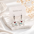 Pendientes colgantes de estrella en acero inoxidable con estrellas de esmalte multicolor