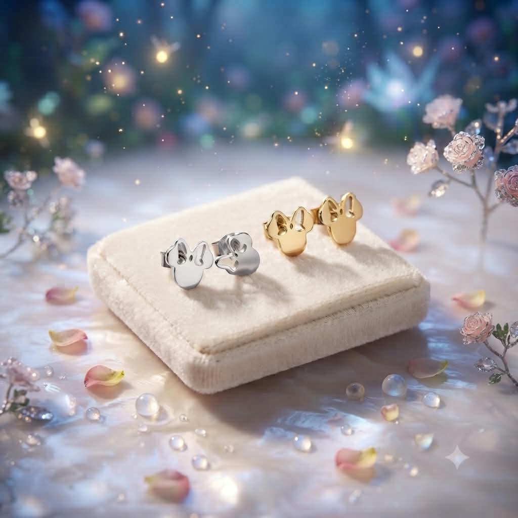 Pendientes Minnie Mouse silueta acero inoxidable plata y dorado licencia oficial Disney