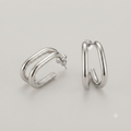 Pendientes aros triple plateados de acero inoxidable