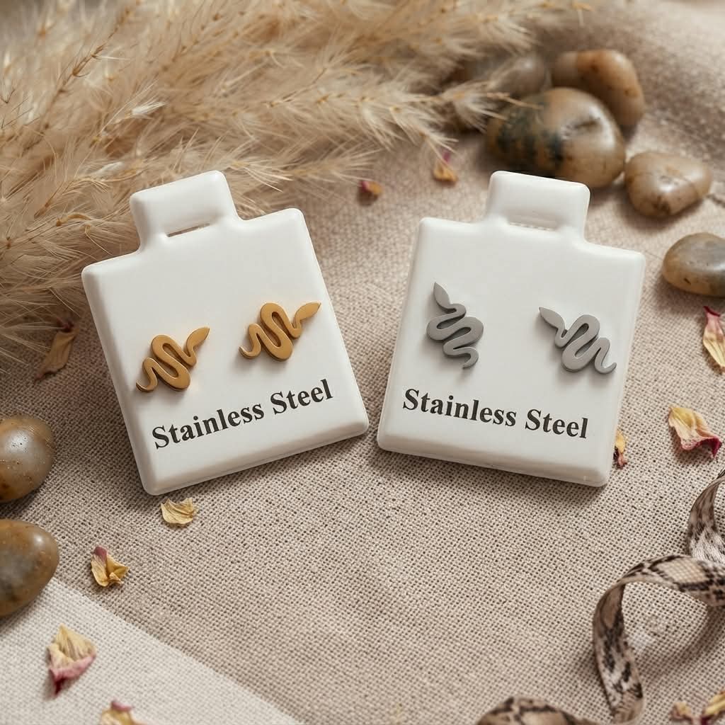 Pendientes serpiente stainless steel dorado y plateado