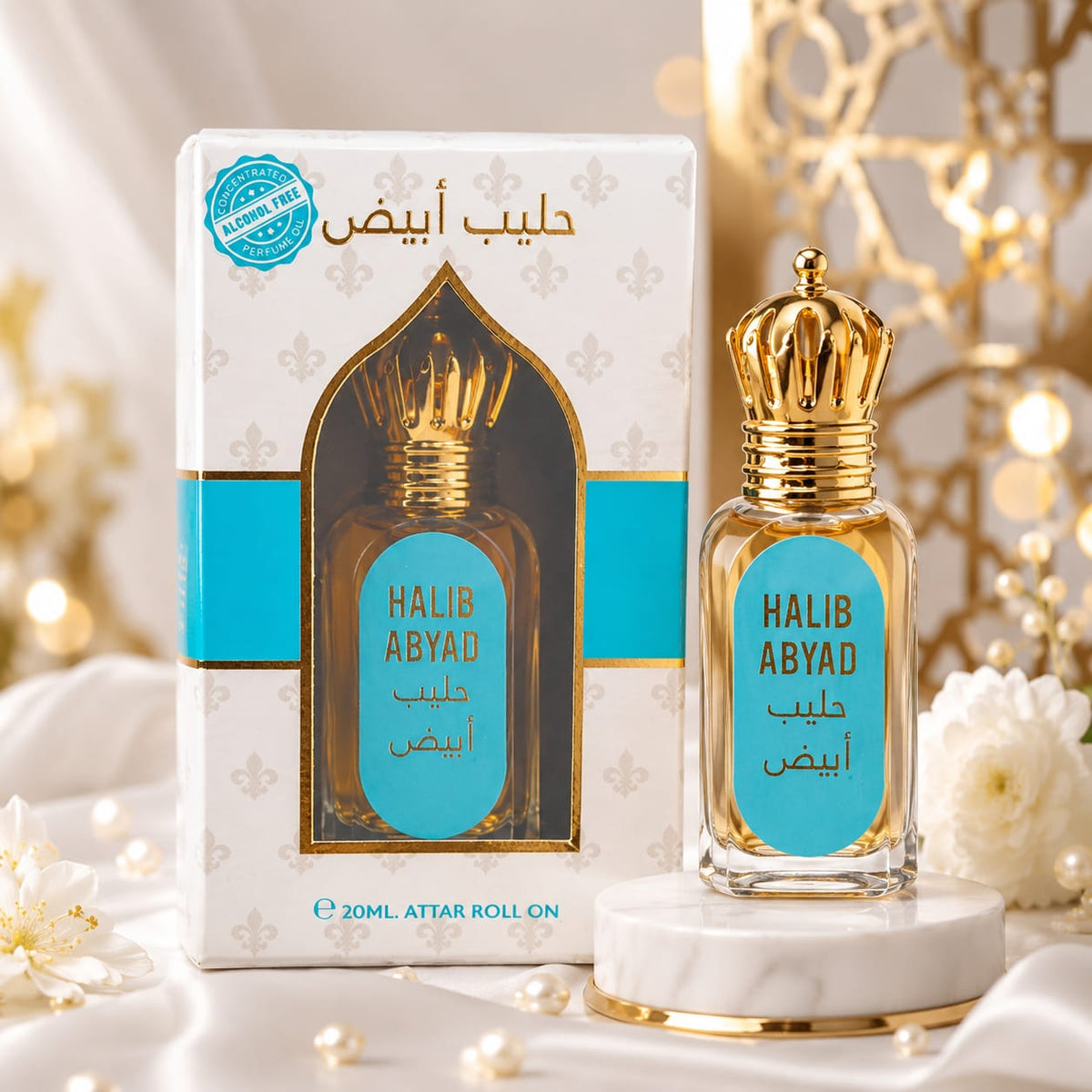 Perfume en aceite Halib Abyad Roll On 20ml sin alcohol con caja
