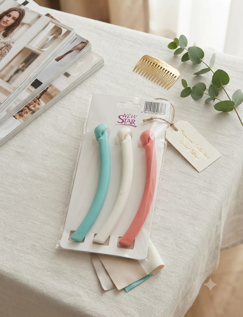 New Star Banana Clip Trio - Warm & Earthy Pack coral blanco turquesa