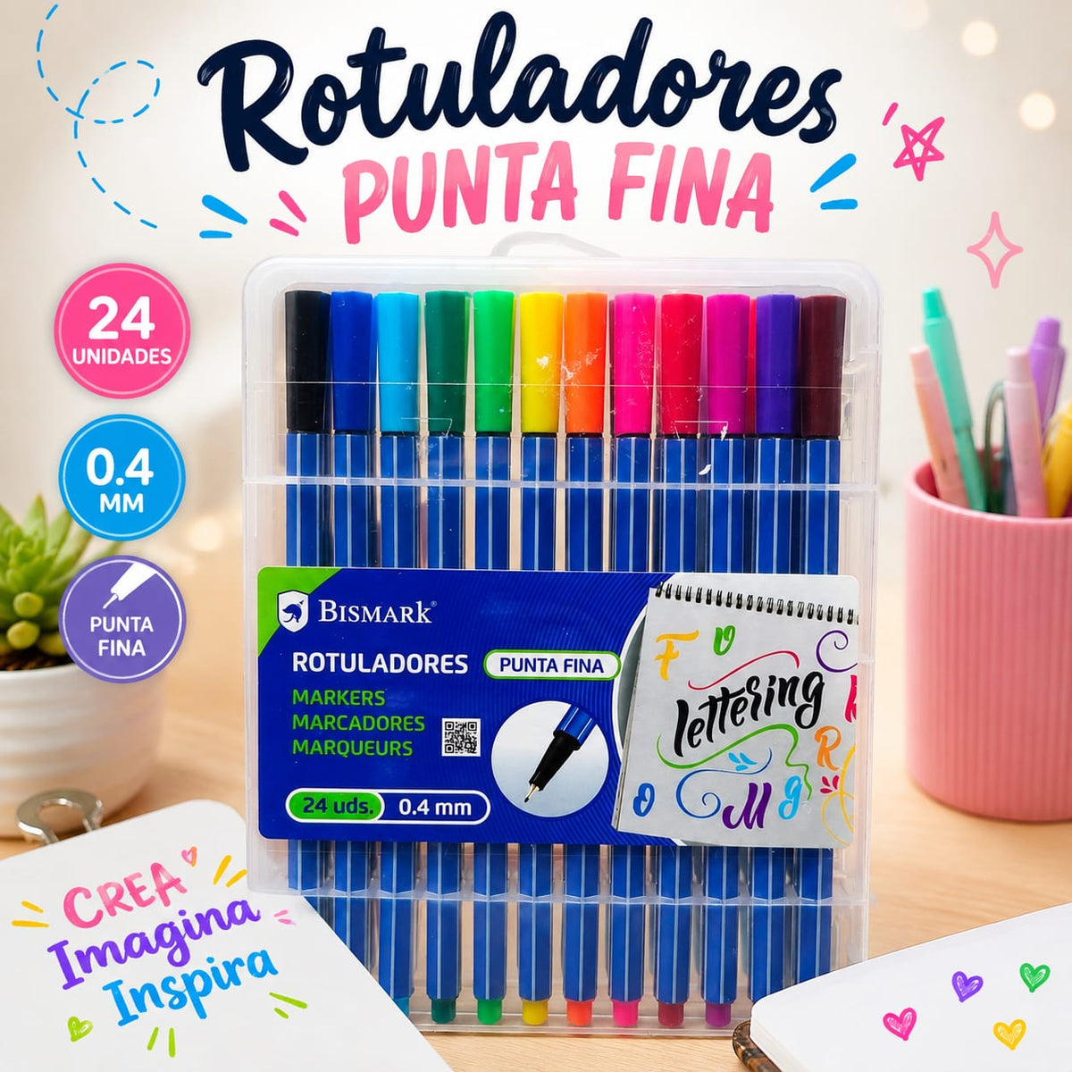 Pack Rotuladores Punta Fina Bismark 24 uds