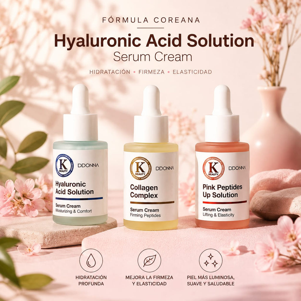 Serum Cream K-Beauty D'Donna 3 variantes hialurónico colágeno péptidos
