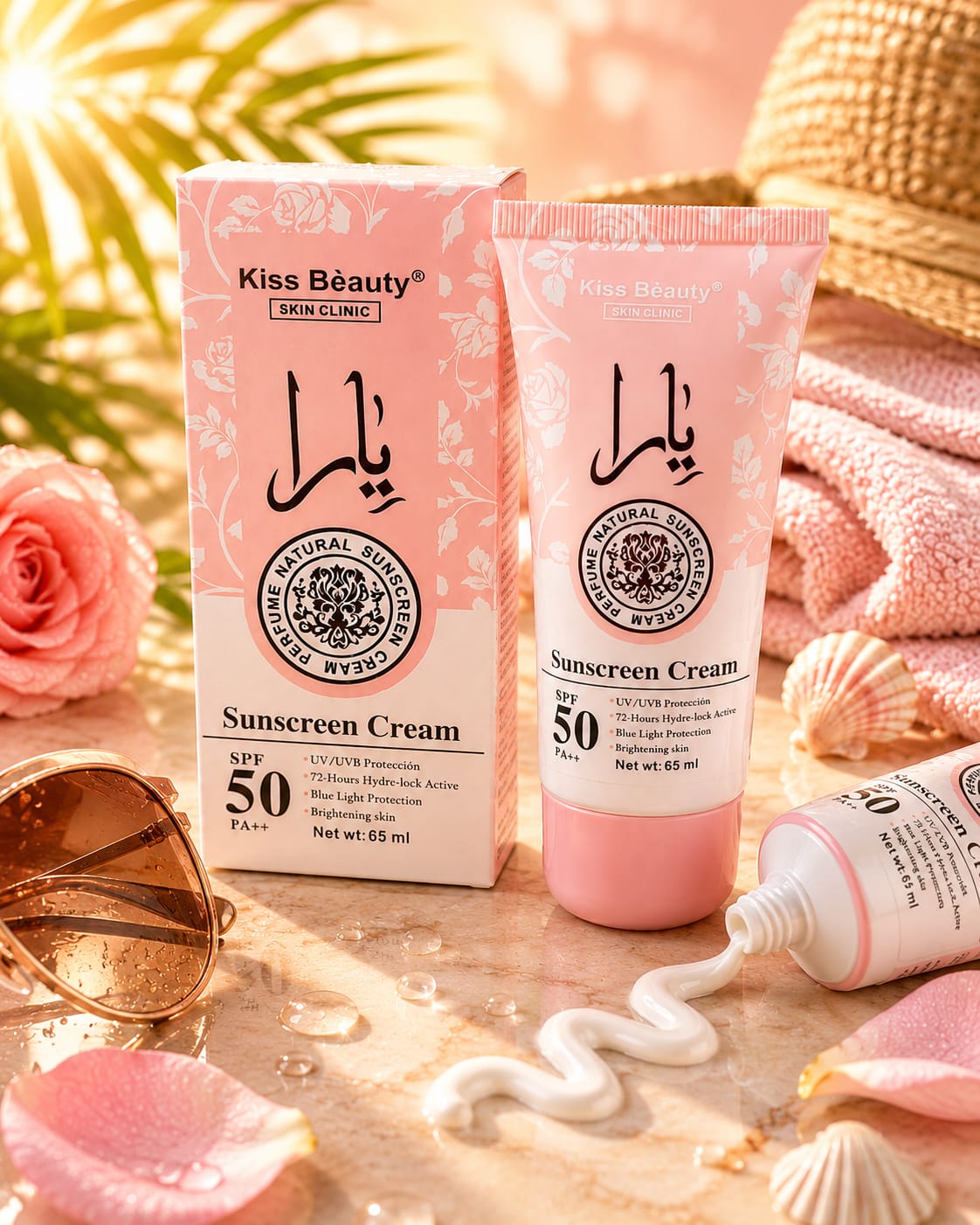 Crema Solar Kiss Béauty Yara SPF 50 PA++ con Perfume Natural 65ml