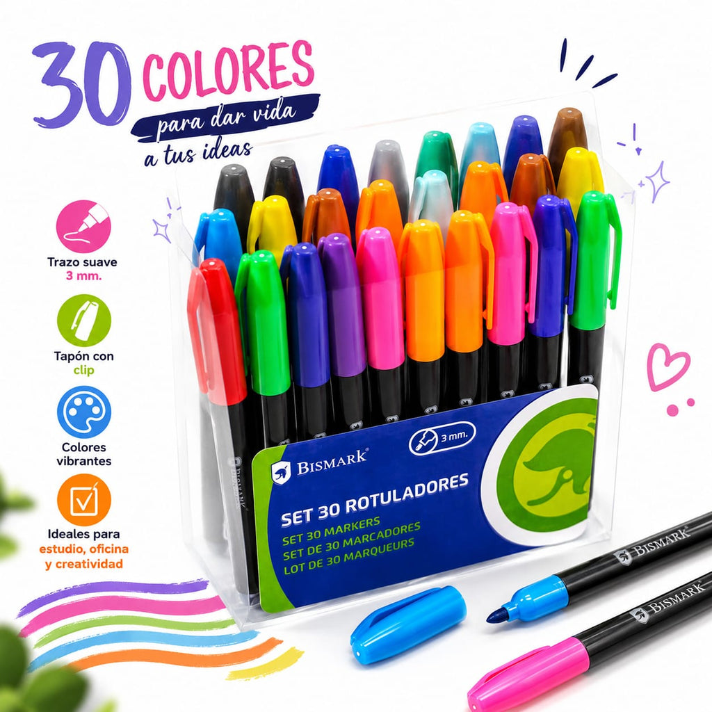 Set 30 Rotuladores Bismark 3mm