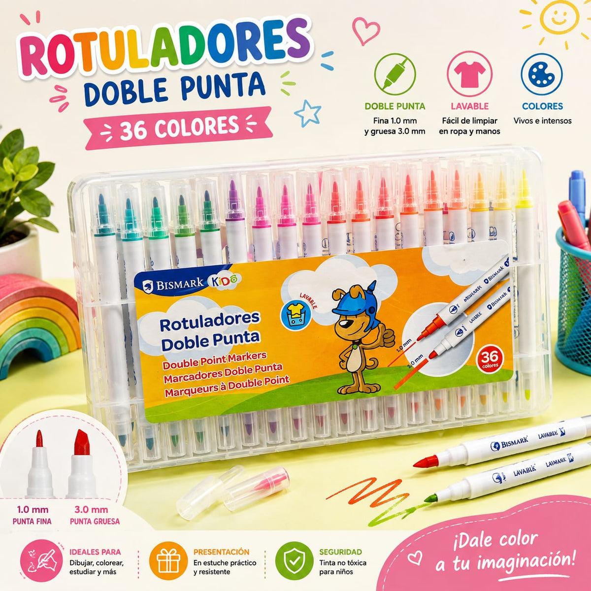 Set 36 Rotuladores Doble Punta Bismark Kids