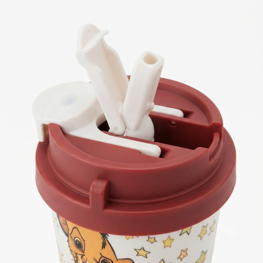 Vaso Térmico Rey León Disney - Detalle tapa con pajita