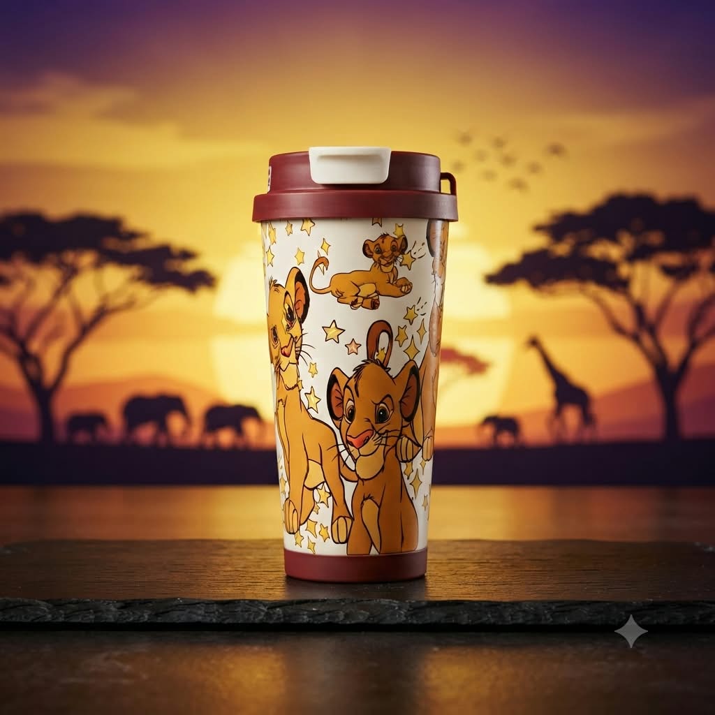 Vaso Térmico Rey León Disney - Vista general con atardecer sabana